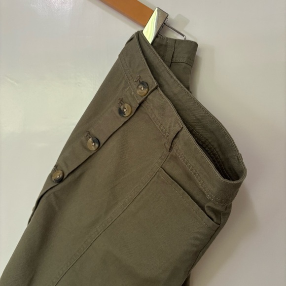 Divided| NEW Olive Button-Up A-Line Pocketed Mini Skirt Sz 6 w/Tags - Picture 2 of 5